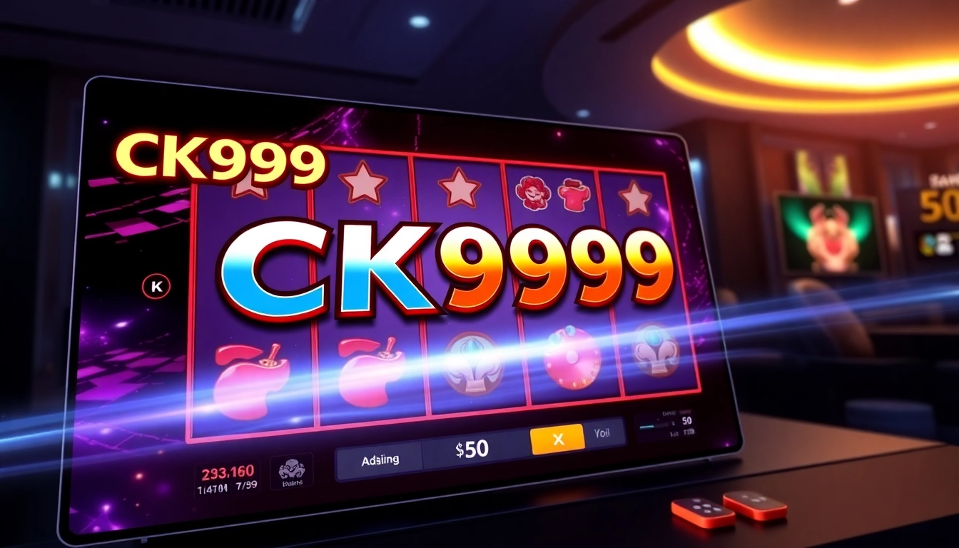 Engaging image of CK999 game interface with colorful slot reels and casino ambiance, highlighting the dynamic gaming experience.
