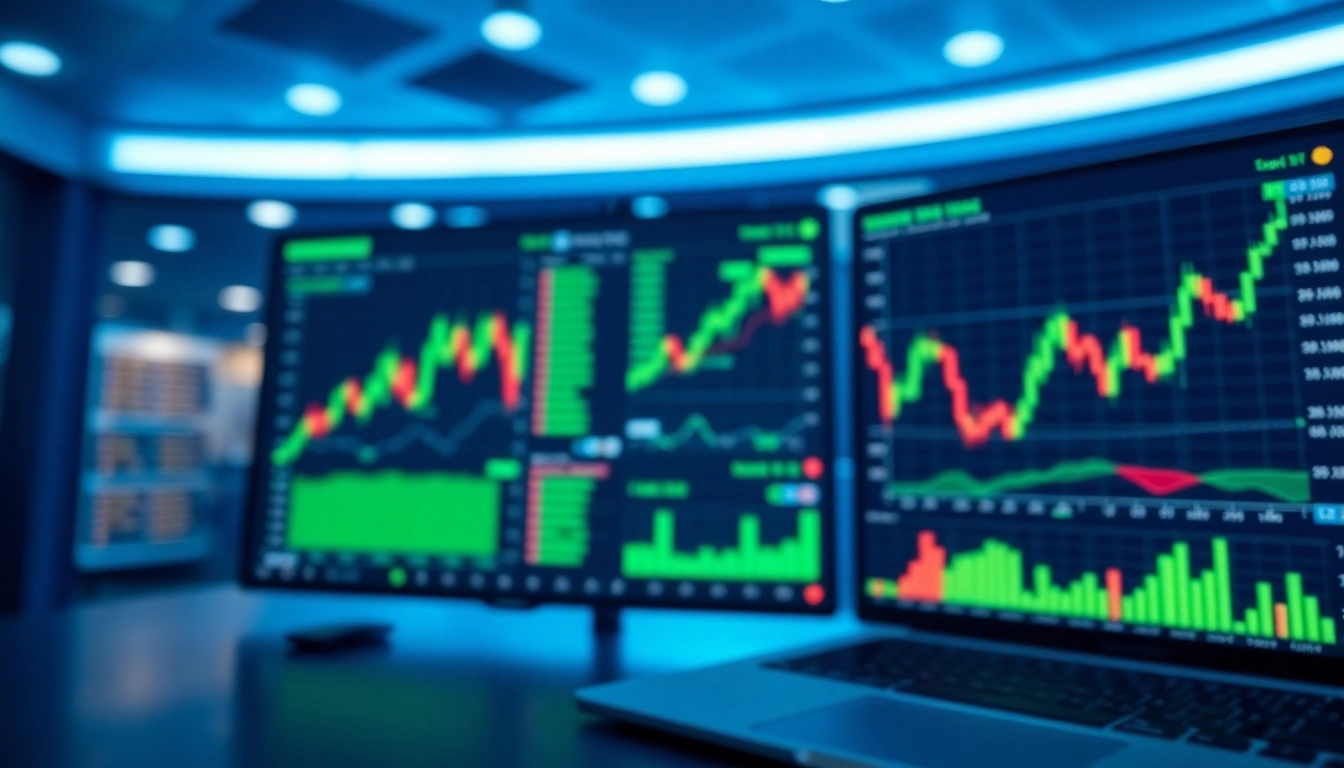 Best Online Trading Platforms UK Illustration of a sleek trading dashboard showing charts and